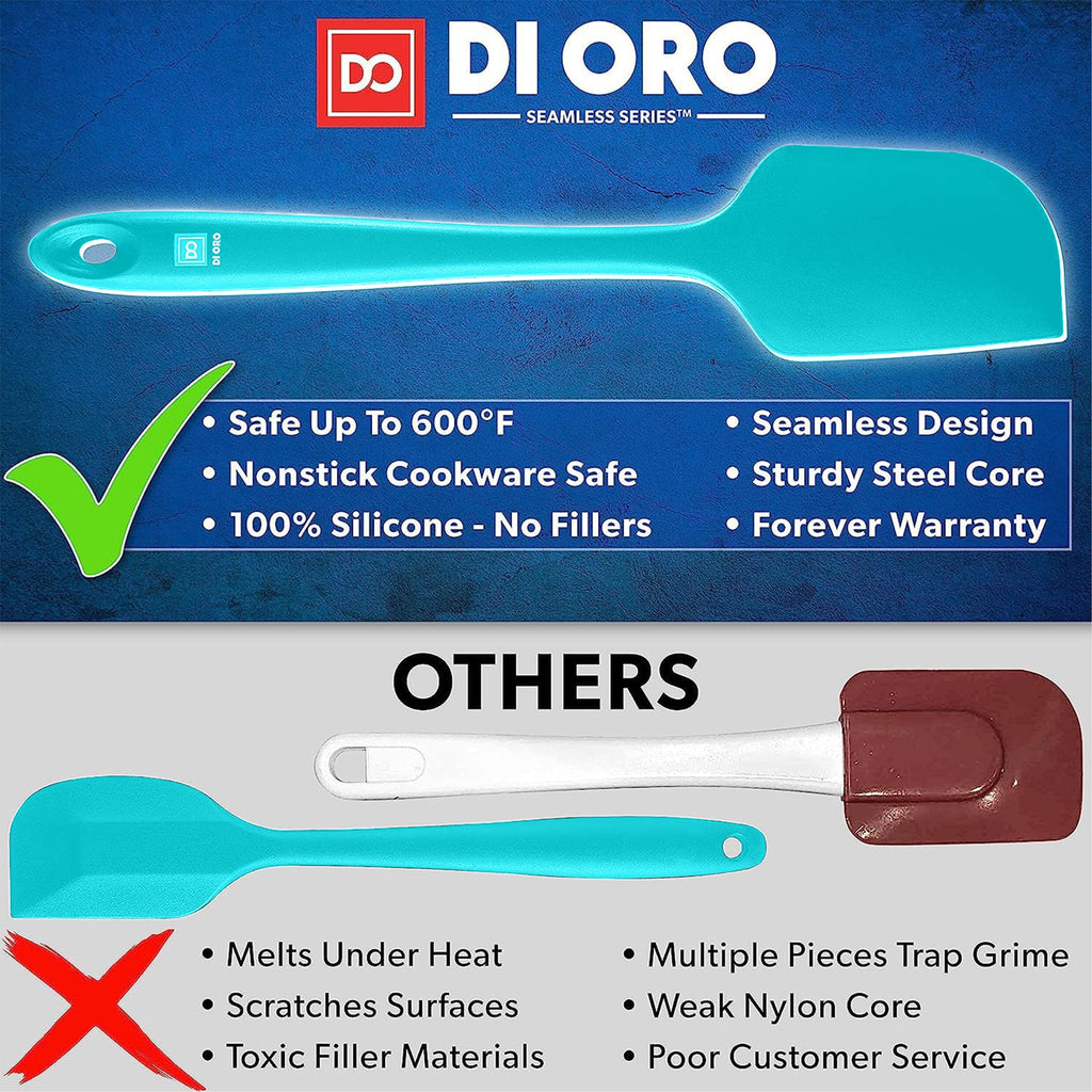 DI ORO Silicone Spatula Set - Rubber Kitchen Spatulas for Baking, Cooking, & Mixing - 600°F Heat-Resistant & BPA Free Silicone Scraper Spatulas for Nonstick Cookware - Dishwasher Safe (5pc, Black)