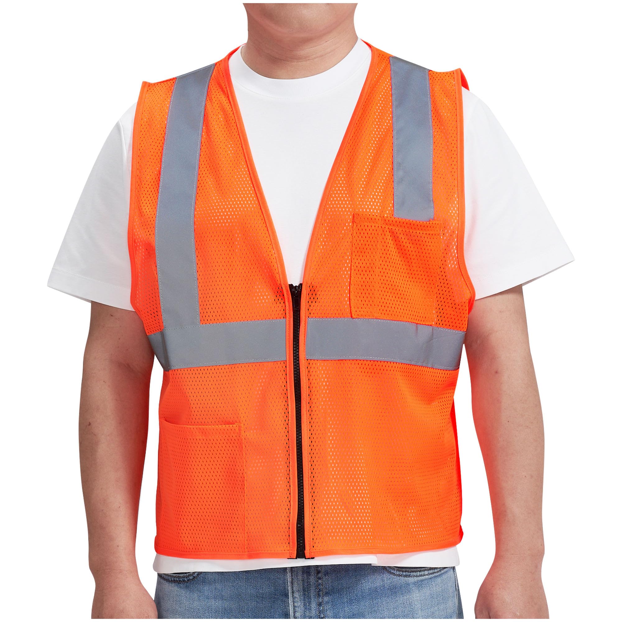 AYKRM 2 Pocket Mesh High Visibility Reflective Safety Vest for men & Women ANSI/ISEA 107 Standards