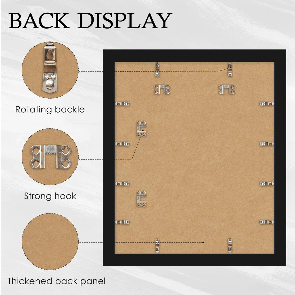 16x24 Black Frame 2 Pack, Engineered Wood for 24 x 16 in Poster | Horizontal or Vertical Wall Mounting, 24x16 Poster Frames for Gallery, Office, and Home Decor