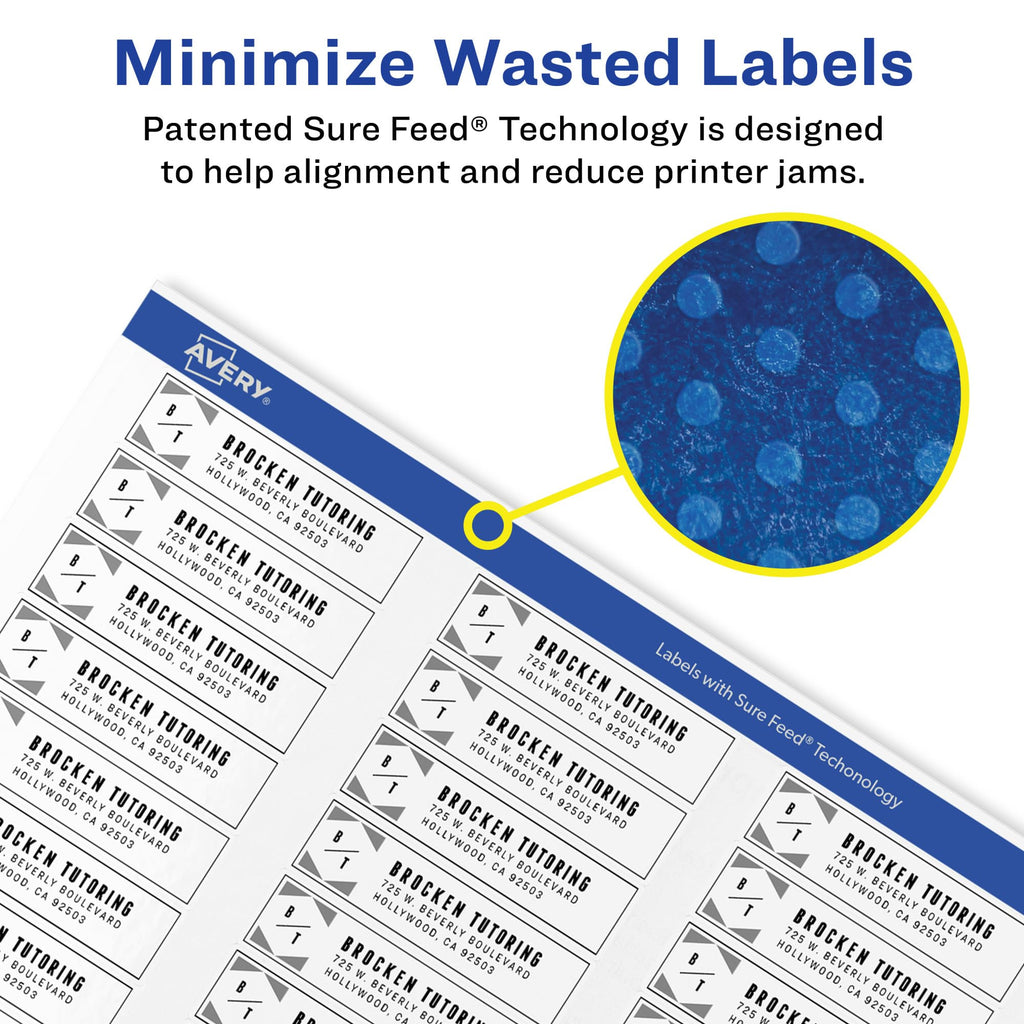Avery Printable Return Address Labels with Sure Feed, 0.5" x 1.75", White, 20,000 Blank Mailing Labels (05967)