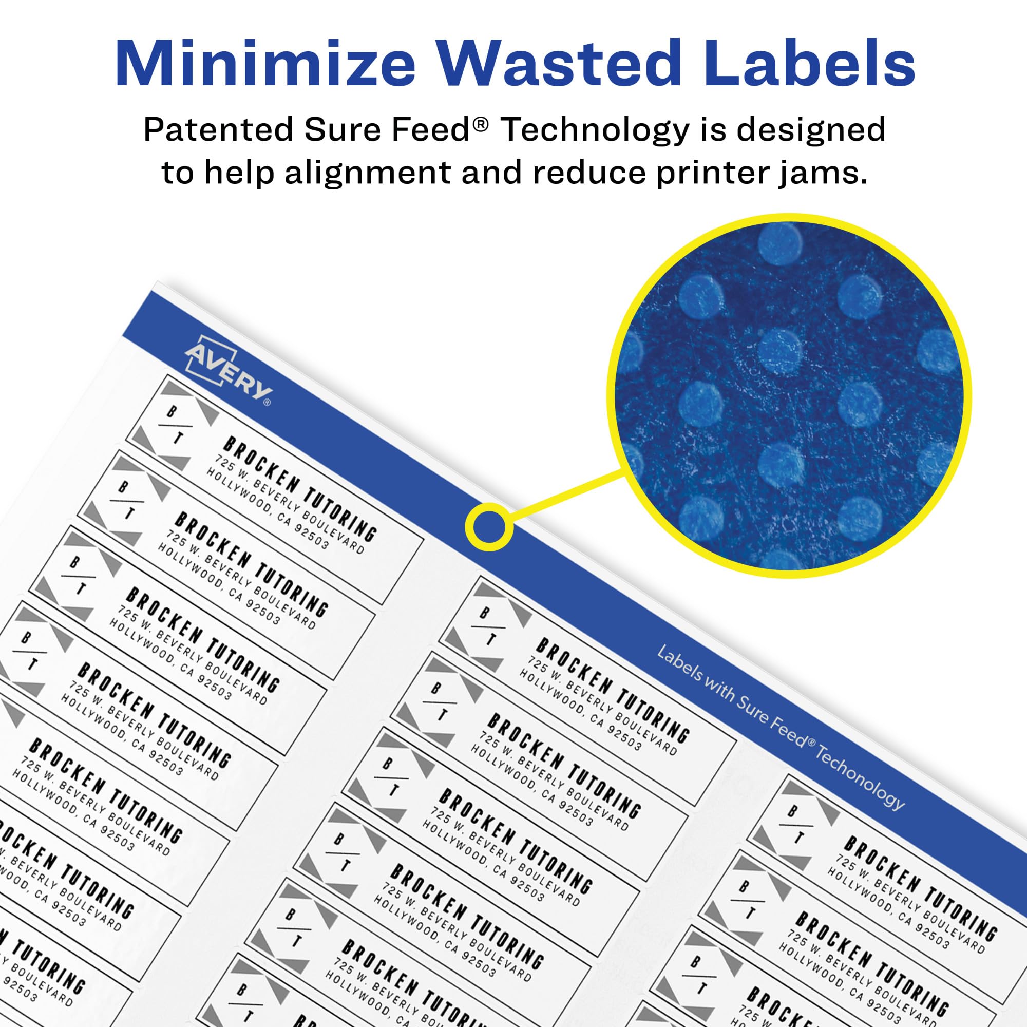 Avery Printable Return Address Labels with Sure Feed, 0.5" x 1.75", White, 20,000 Blank Mailing Labels (05967)
