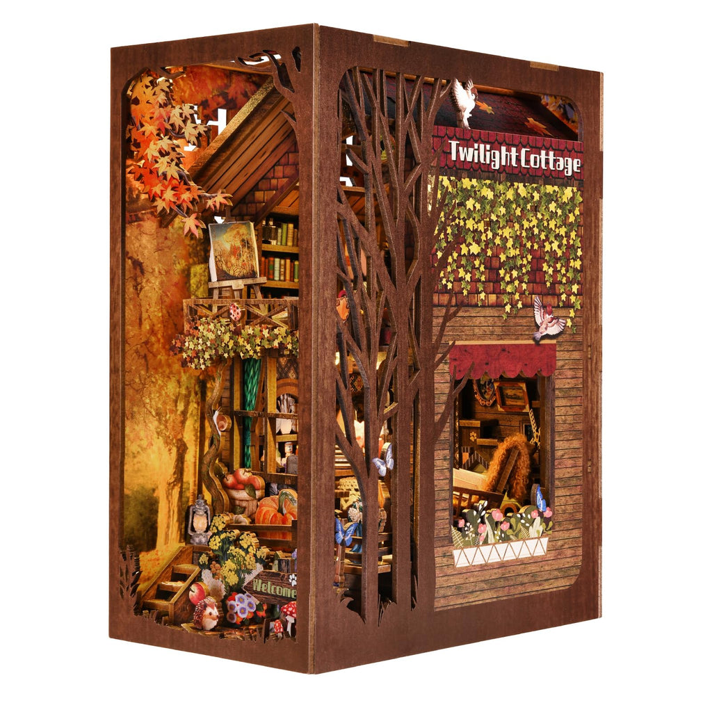 TOYQI DIY Book Nook Kit, Miniature House Dollhouse Kit for Adult and Teens, Book Nook Kits for Adults, Booknook Bookend Alley Model Build, Gifts for Family Friends - Spooky Horror Creepy Haunted House