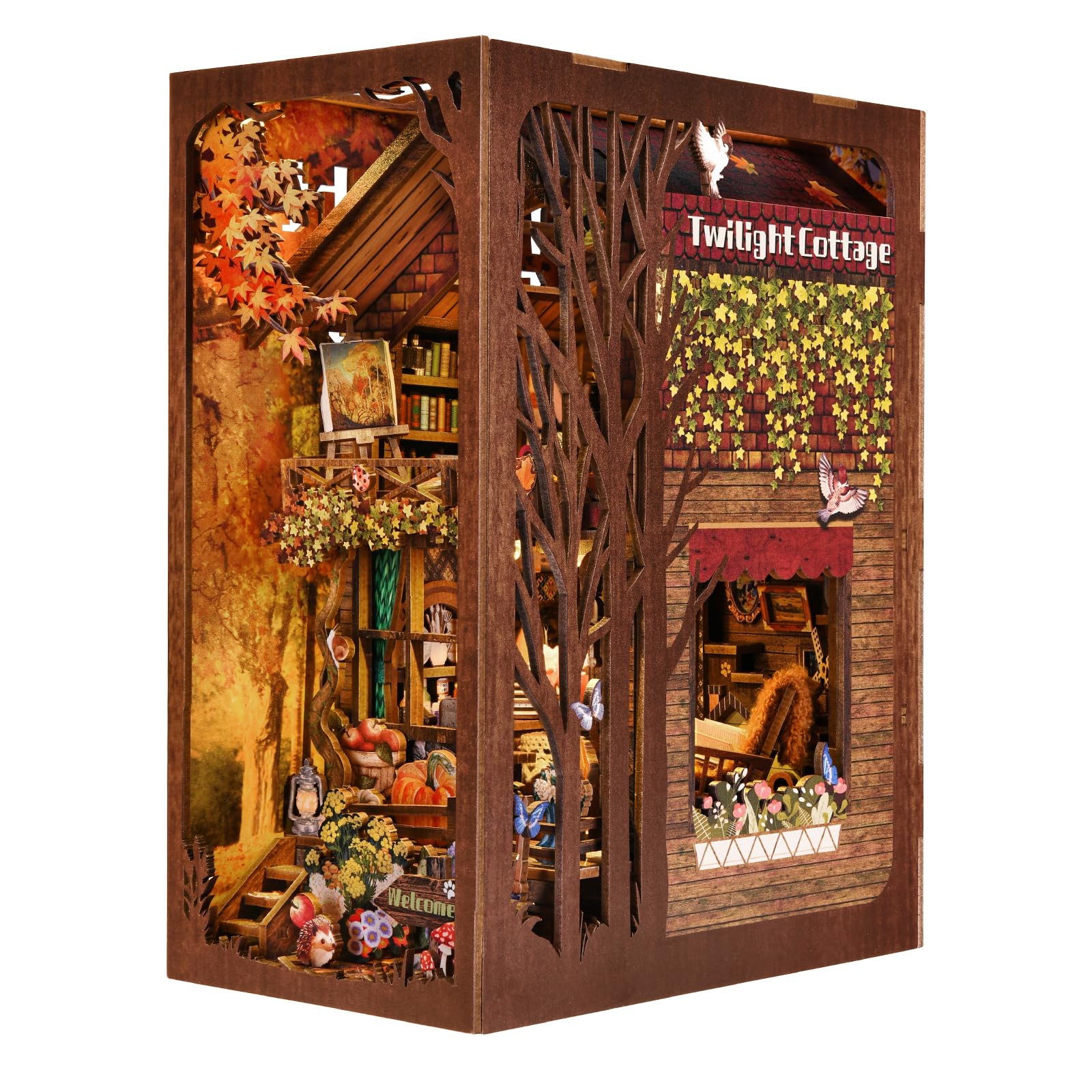 TOYQI DIY Book Nook Kit, Miniature House Dollhouse Kit for Adult and Teens, Book Nook Kits for Adults, Booknook Bookend Alley Model Build, Gifts for Family Friends - Spooky Horror Creepy Haunted House