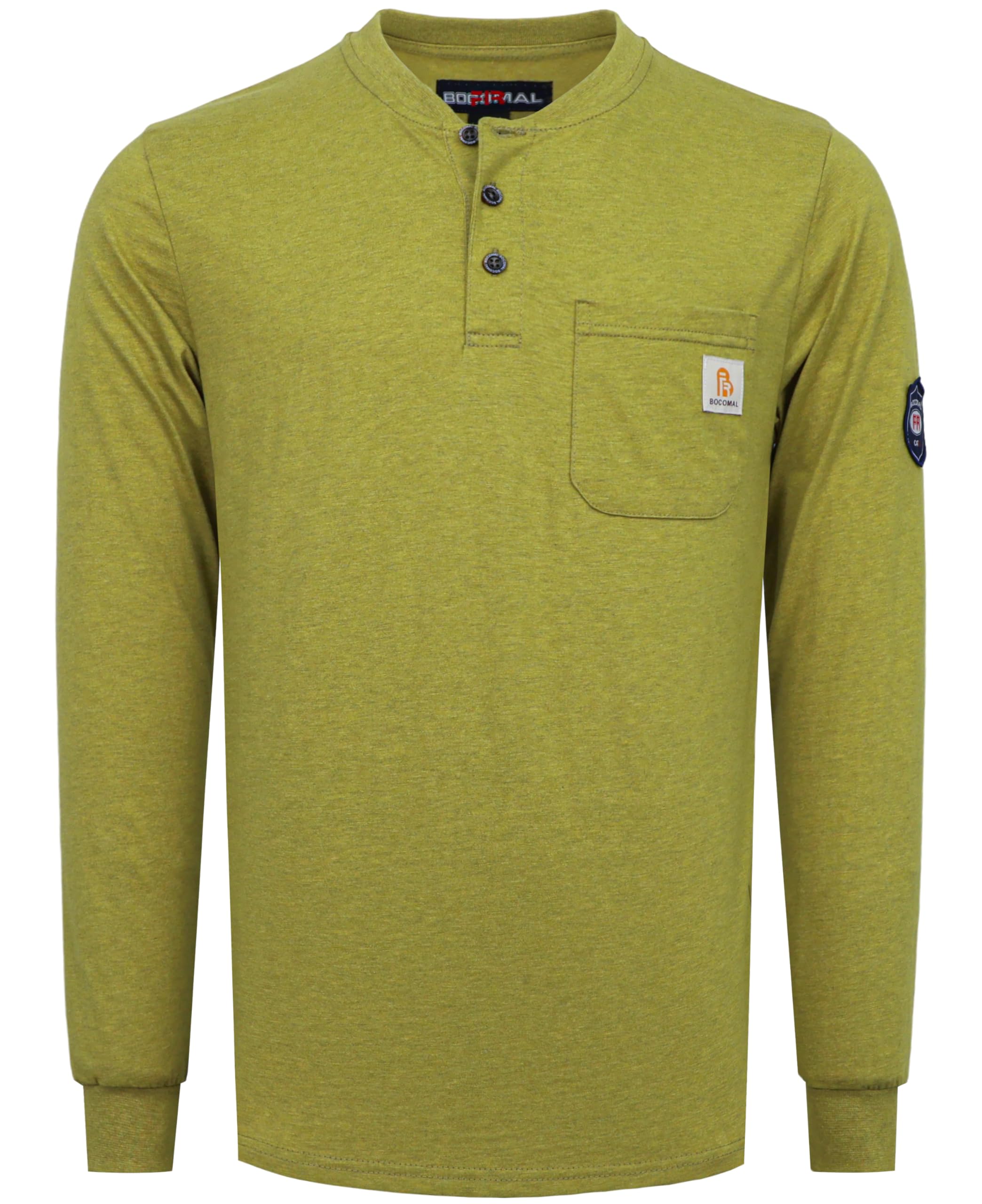 BOCOMAL FR Shirts Flame Resistant Shirt 5.5oz 100% Cotton Light Weight CAT2 Fire Retardant Henley Shirts