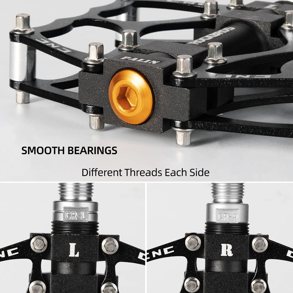 ROCKBROS Mountain Bike Pedals MTB Pedals CNC Non-Slip Lightweight Aluminum Alloy Bicycle Pedals Sealed Bearings Bicycle Platform Pedals 9/16" BMX Road Bike Pedal