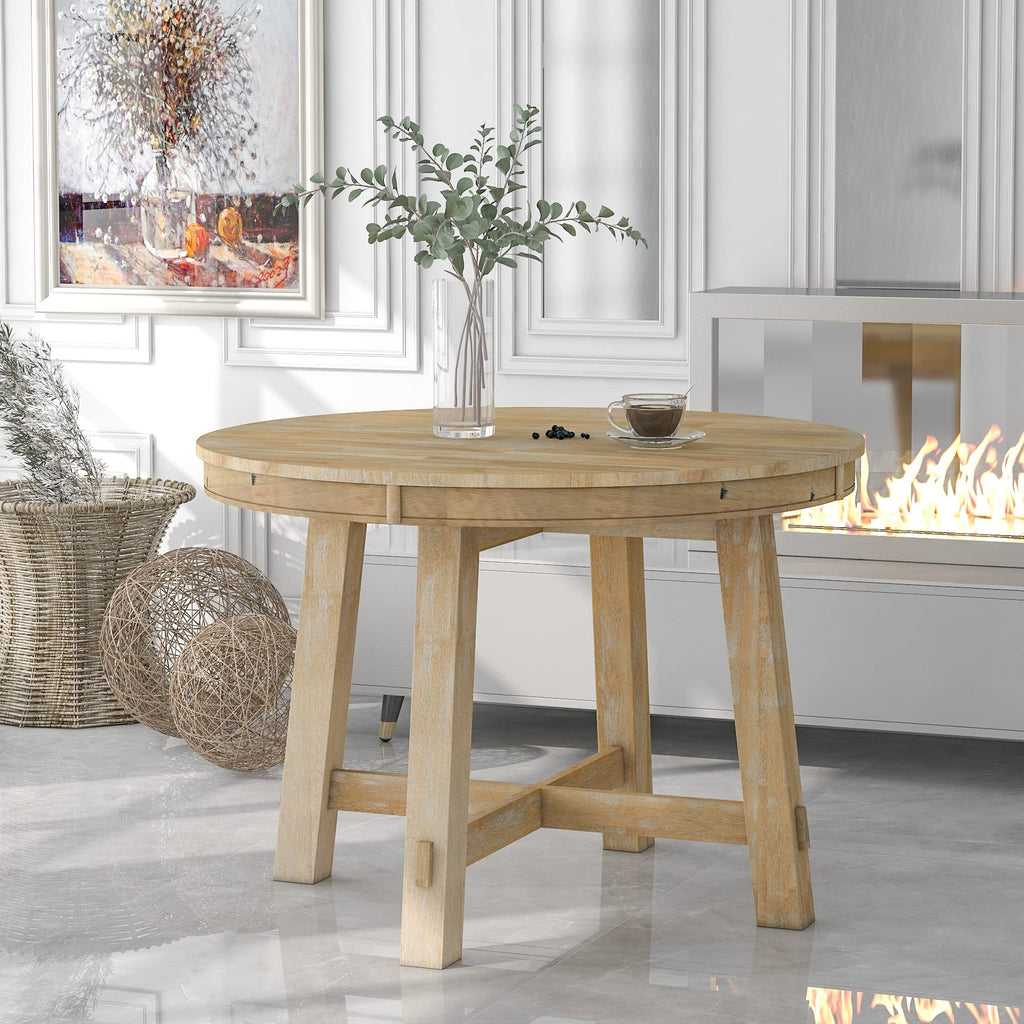 LUMISOL Round Dining Table for 4-6 People, 41"-57" Extendable Kitchen Table with 16" Removable Leaf for Small Places, Kitchen, Dining Room, Espresso