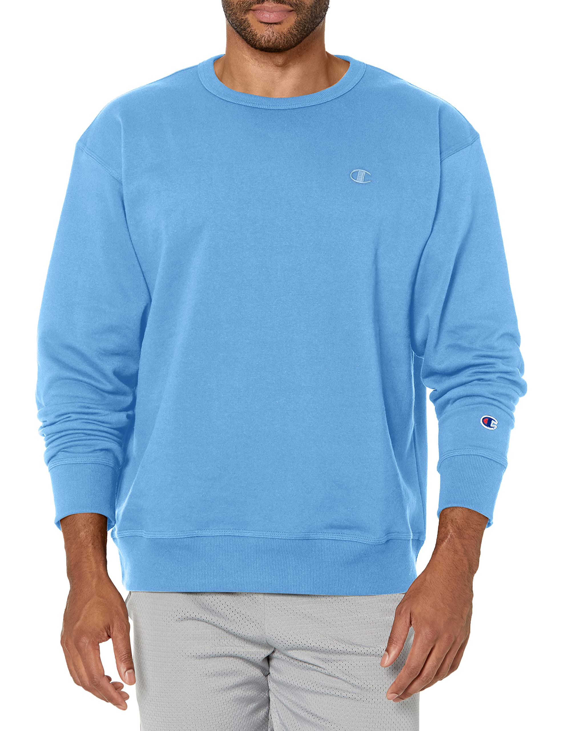 Champion Men's Men's Crewneck Fleece Sweatshirt, Standard Fit, Midweight, C Logo, Available in Regular and Big & Tall