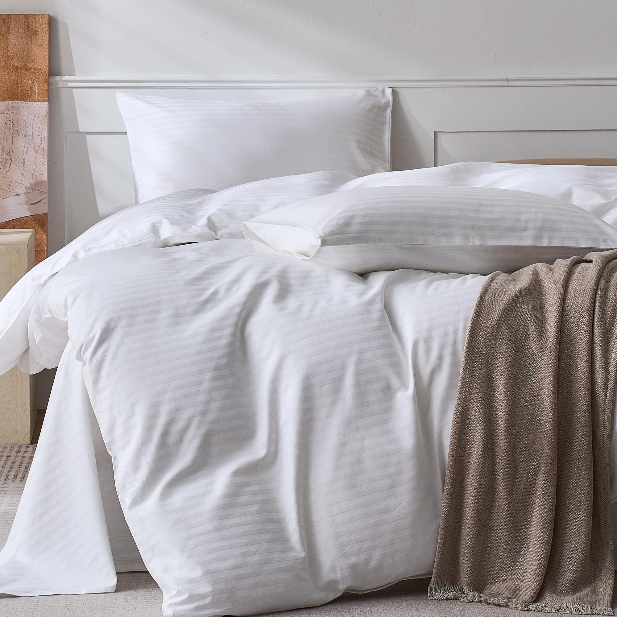JELLYMONI Cotton Striped Pillowcases Set of 2, Sage Green, Standard | Soft breathable feel, Envelope closure, 400TC cotton, Machine washable, Gentle on skin