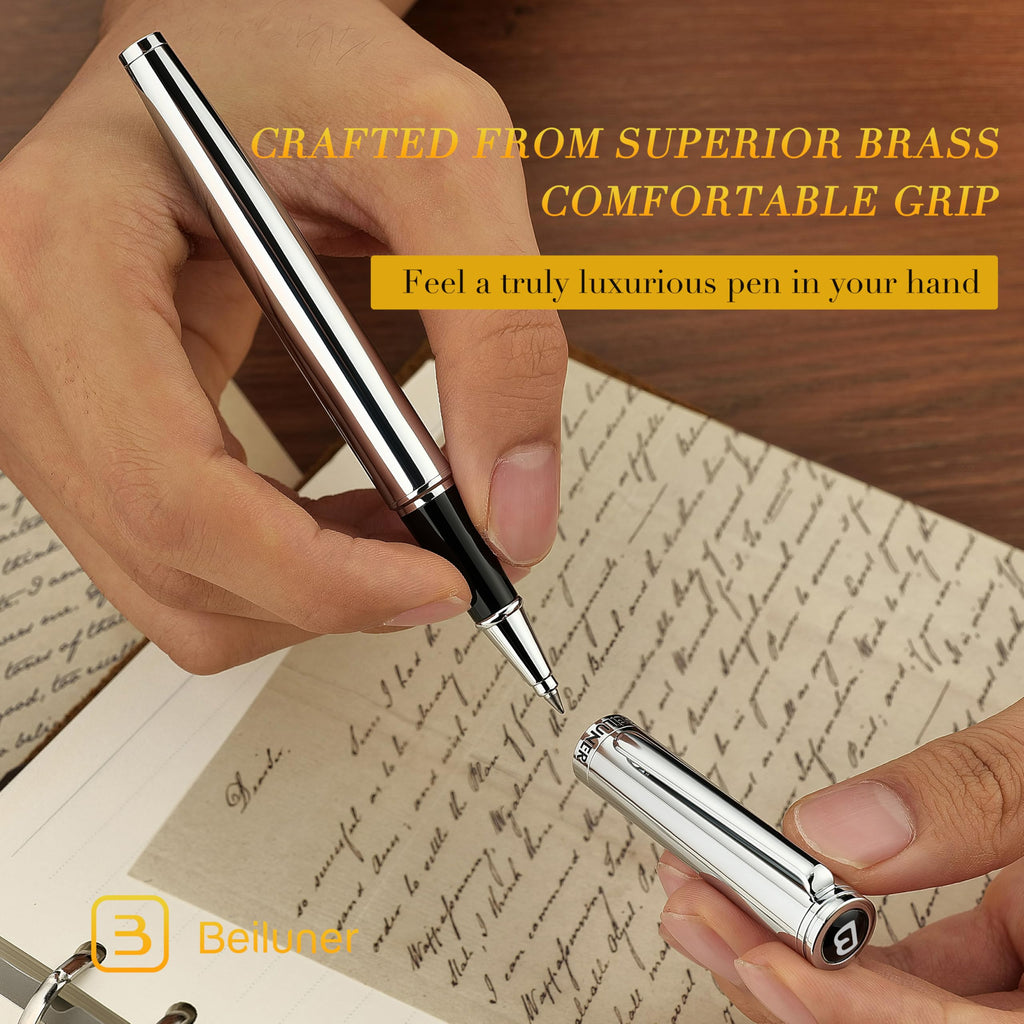 BEILUNER Luxury Rollerball Pen,24K Gold Trim,Noble and Elegant Designs,Schneider Ink Refill, Best Roller Ball Pen Gift Set for Men & Women, Professional, Executive Office, Nice Pens