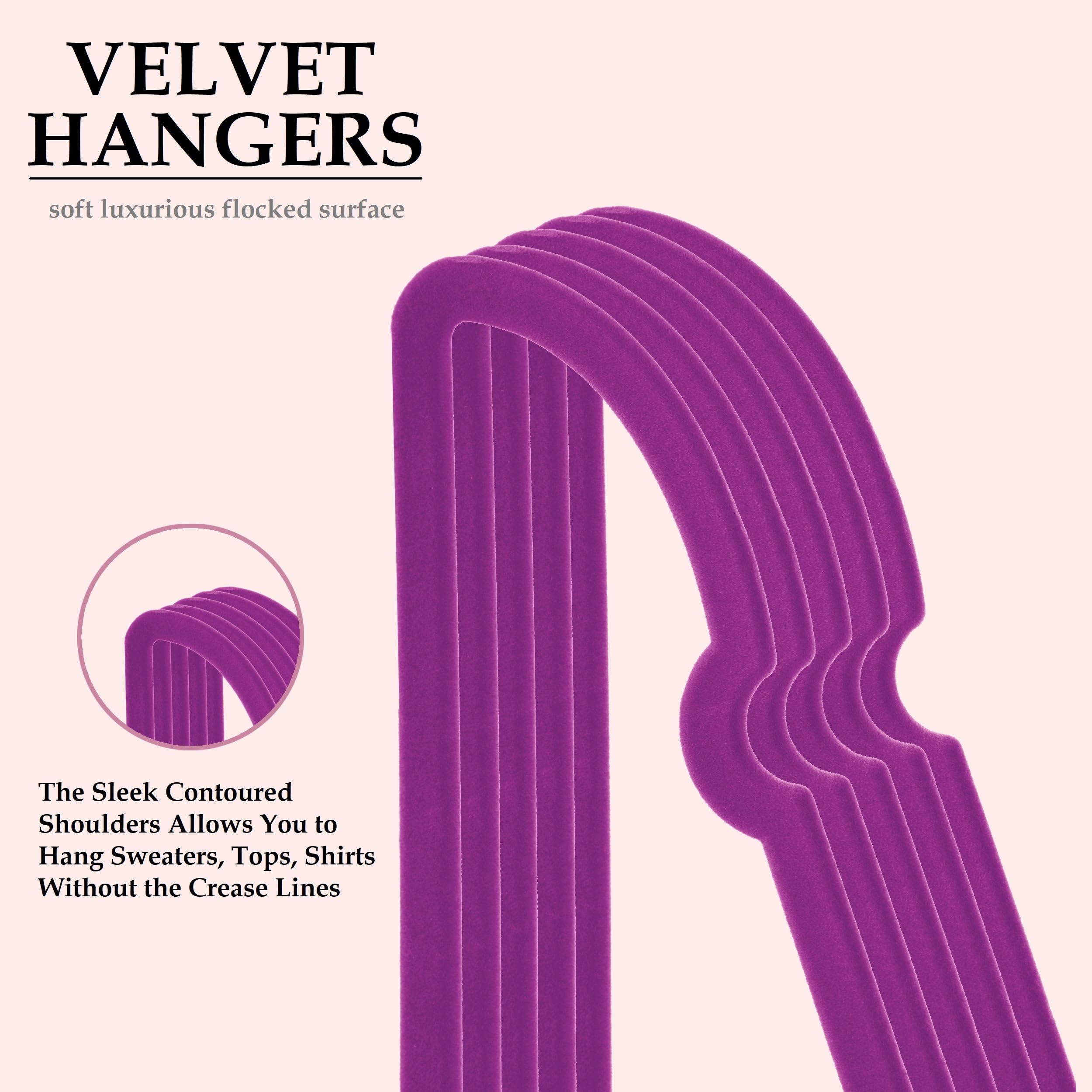 Velvet Hangers 20 Pack,16 Inch Non Slip Adult Heart Hanger (Black) | 360° Swivel Hooks, Cascade Design, Space Saving