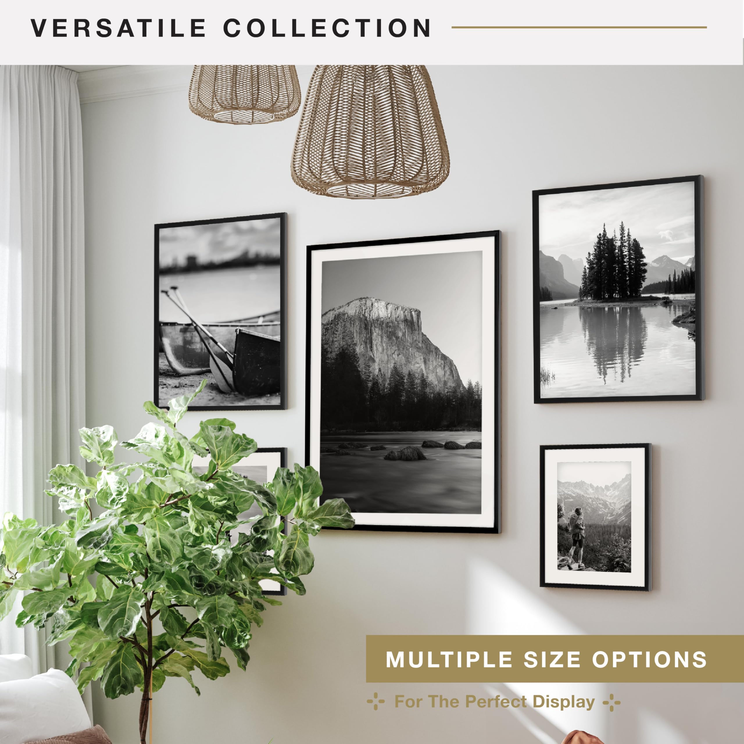 MCS Everline Collection 14x20 Matted Poster Frame with 11x17 Picture Display, Black Vertical & Horizontal Wall Hanging Large Frame for Photos, Posters & Art Prints (1-Pack)