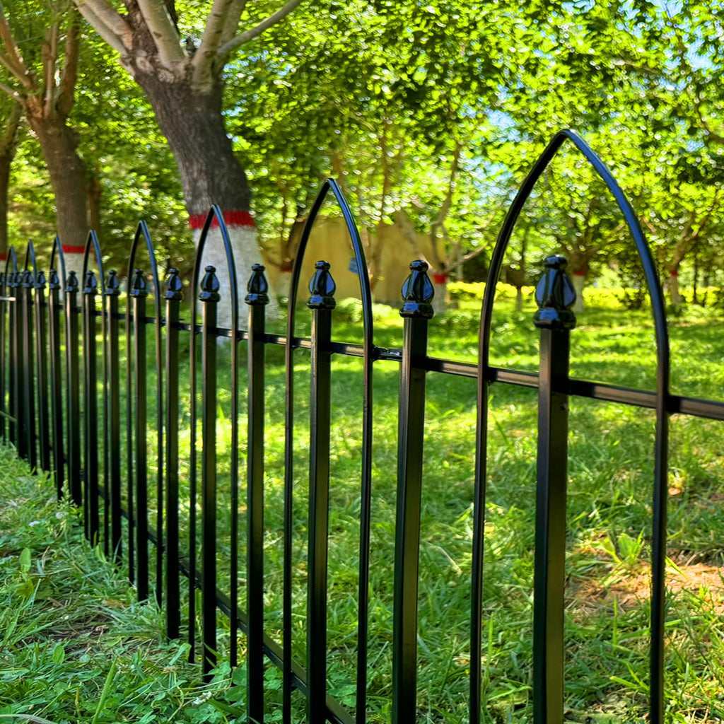 Thealyn Garden Fence 24" H x 24" W (5 Panels, Total 10 ft), Metal Fence Decorative Border Fence, Rustproof Landscape Fencing for Dog, Flower Bed, Yard, Patio, Animal Barrier
