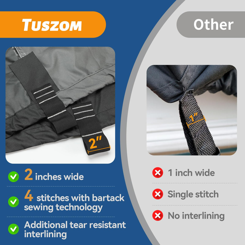 5-Ply 1600D+1200D Pontoon Boat Cover - Fully Waterproof & Ultra-Durable Tear-Resistant, with Large Storage Bag & Reinforced Windproof Straps (Fits 17'-20' Length,102" Width)