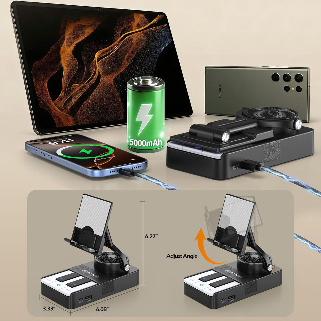 JTEMAN Cell Phone Stand with Bluetooth Speaker and Charging Stand,Piano Keys Design,Music Lovers & Teacher Gifts,Birthday Gifts for Men Women Dad Mom,Cool Tech Gadgets-Black