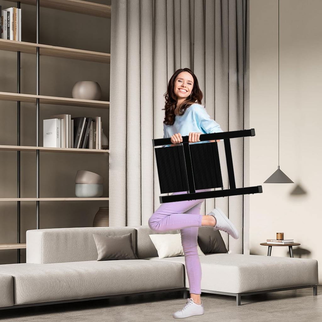 2 Step Lightweight Folding Ladder for Home, 330lbs Aluminum Step Ladder Anti-Slip for Kitchen, Step Stool Foldable Adults for Closet, 330lbs - Black