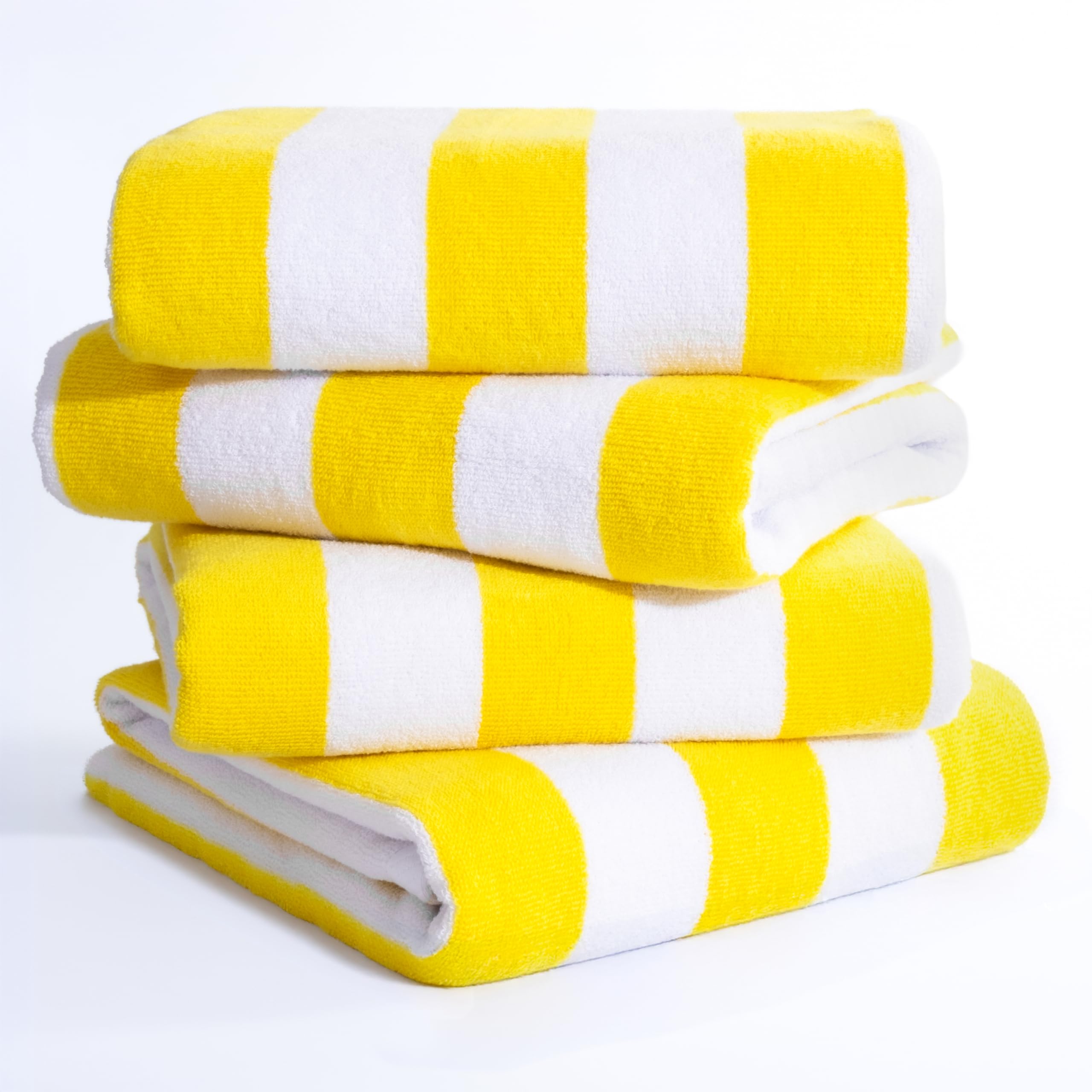 American Soft Linen Cabana Striped Beach Towels, 30x60 inch 4 Piece Oversize Pool Towels, Quick Drying Sand Free Swim Towels, Beige