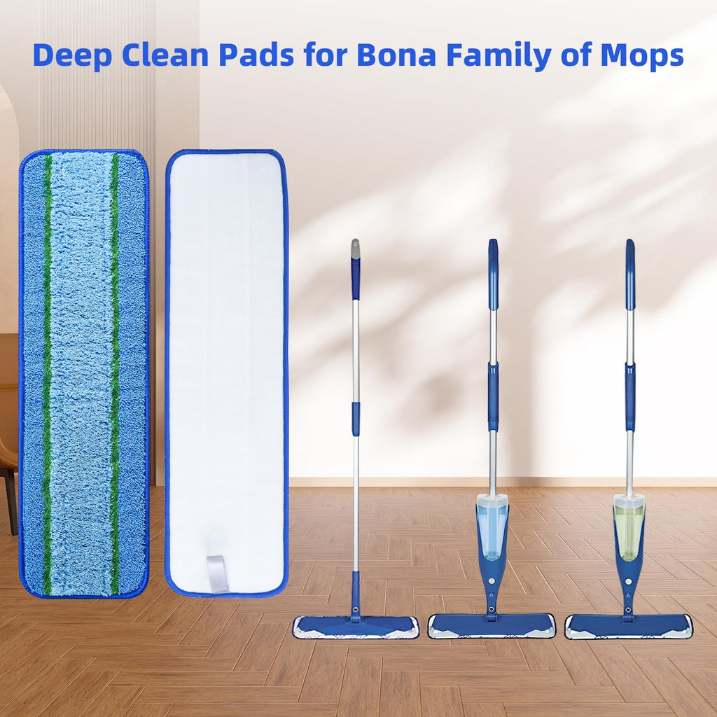 3 Pack Deep Clean Pads for Bona Family of Mops | Washable & Reusable Microfiber Cleaning Pad for Hardwood and Multi-Surface