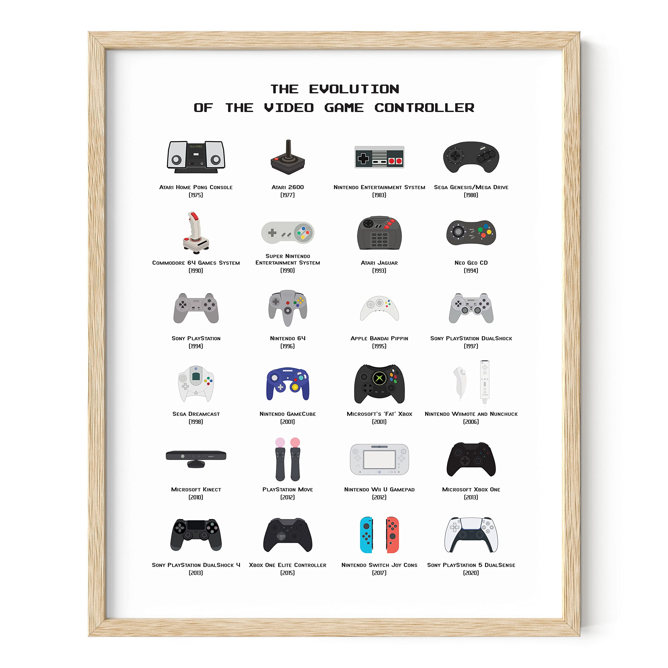 HAUS AND HUES Video Game Art, Video Game Posters for Boys Room, Gaming Room Decor for Boys Wall Decor, Gamer Wall Decor, Gaming Decorations (Beige Frame, 12x16)