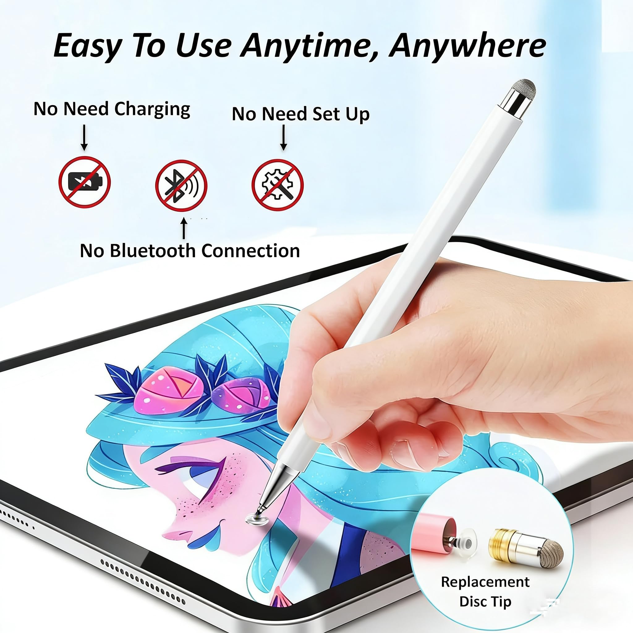 3-in-1 Stylus Pen for Samsung Galaxy Tab A11/A11+/A9+/A9/A8/A8 Plus/A7/A7 Lite, Stylus for iPad Pro/iPhone/Fire/Surface Tables Android,&iOS All Touch Devices (3 in 1 Black)