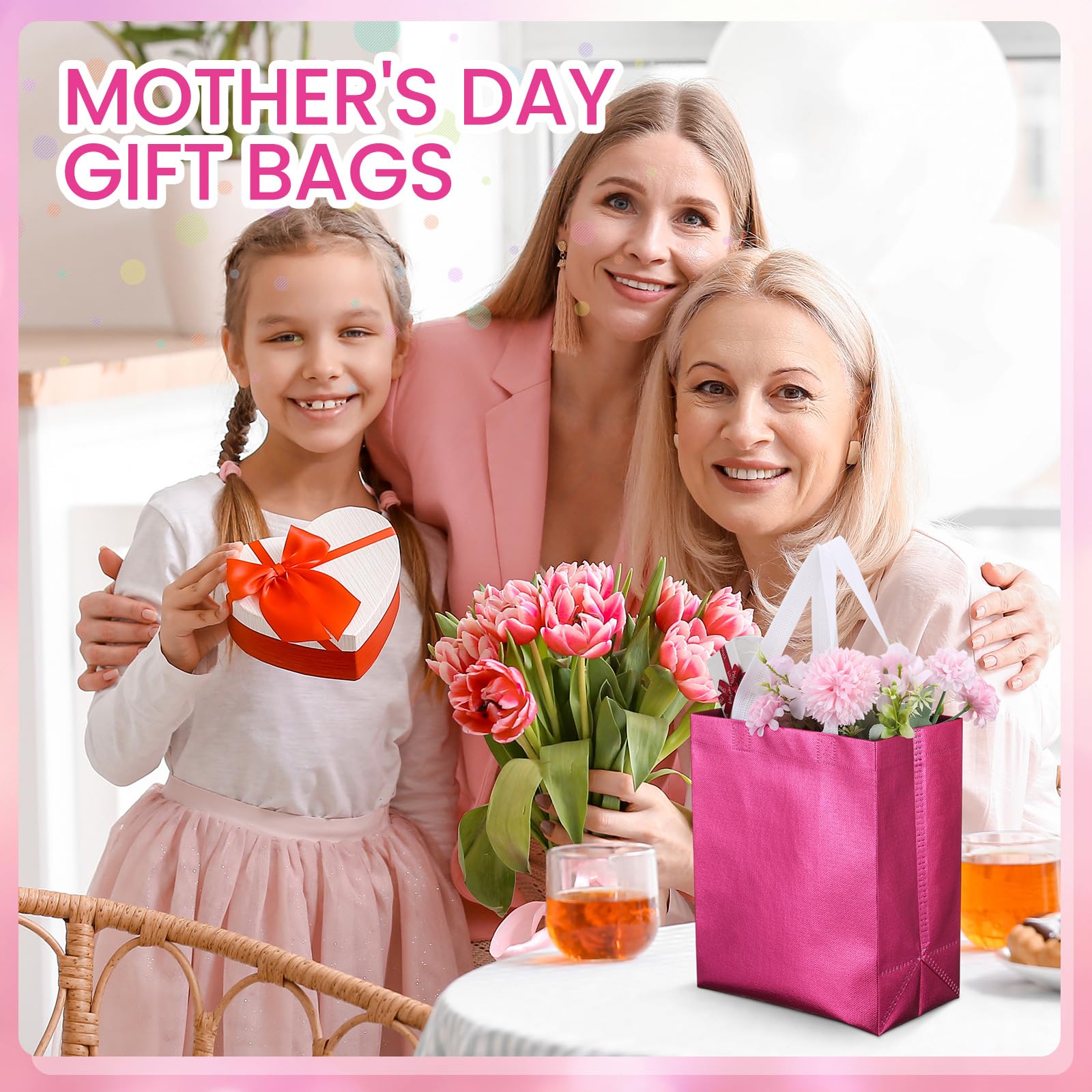 Eccliy 80 Pcs Reusable Gift Bags Set Glossy Grocery Gift Tote Bag with Hadnle for Wedding, Father's Day, Graduation, Summer Event (10 x 8 x 4.7 Inch,Black)