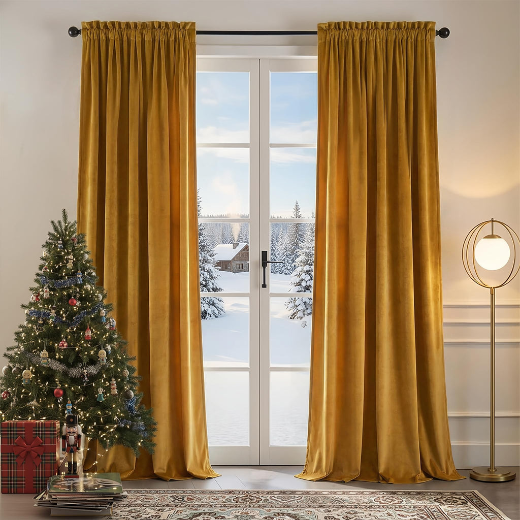 Nemia Dark Green Velvet Curtains Thermal Insulated Blackout Curtain for Bedroom Window Living Room Darkening Luxury Vintage 63 Inches Long Heavy Drapes Panels Rod Pocket Set of 2