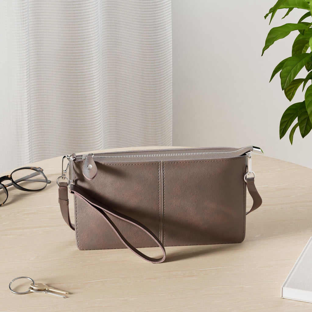 befen Genuine Leather Wristlet Clutch Wallet Purses Small Crossbody Bags for Women with RFID Blocking Card Slots