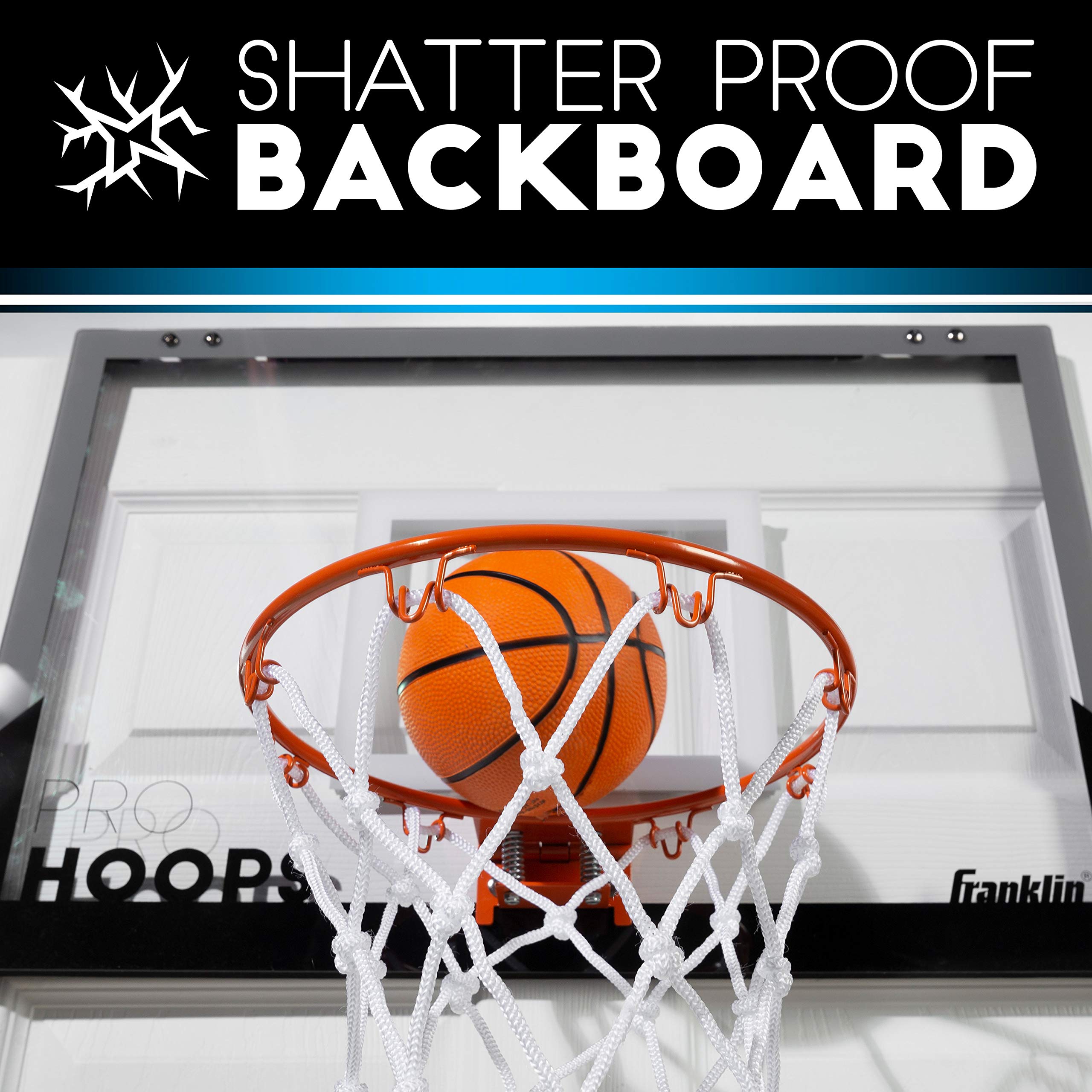 Franklin Sports Mini Basketball Hoops-Indoor Over The Door Mini Hoop+Basketball Sets-Perfect Accessory for Bedroom+Office