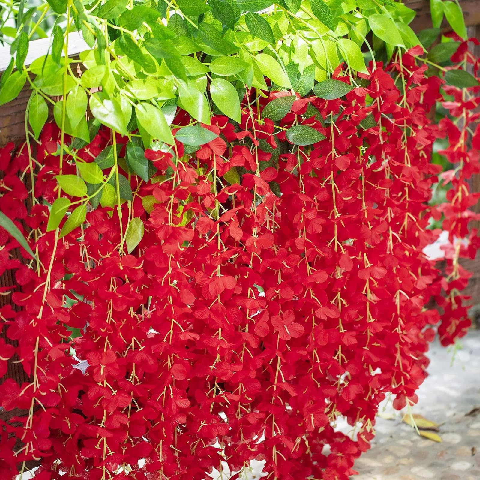 5 Pack Pink Wisteria Hanging Flowers Garland, 3.77 Feet Artificial Flower Vines, Fake Wisteria, Artificial Vines Hanging Garland for Backdrop Outdoor Yard Garden Decor