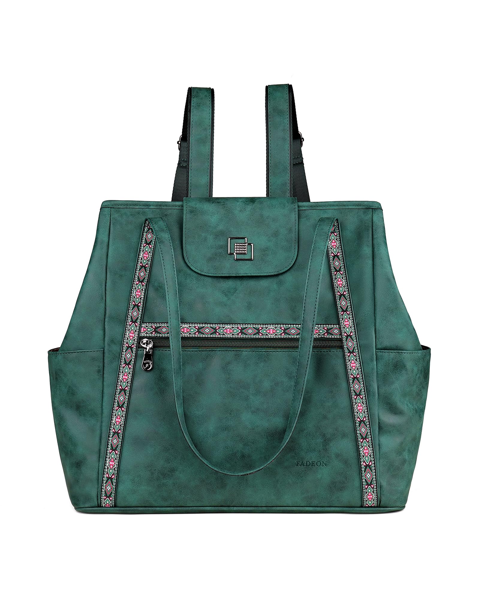 FADEON Large Laptop Tote Bag for Women Designer Leather Laptop Bag Fashion Travel Backpack Purse Shoulder Handbag