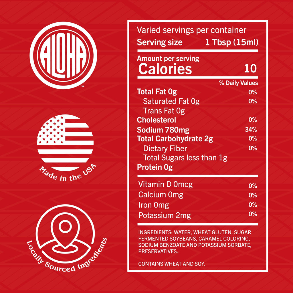 Aloha Shoyu - Lower Salt Soy Sauce with 25% Less Sodium - Versatile and Balanced Shoyu Sauce - Made in Hawaii - 12 oz. Bottle