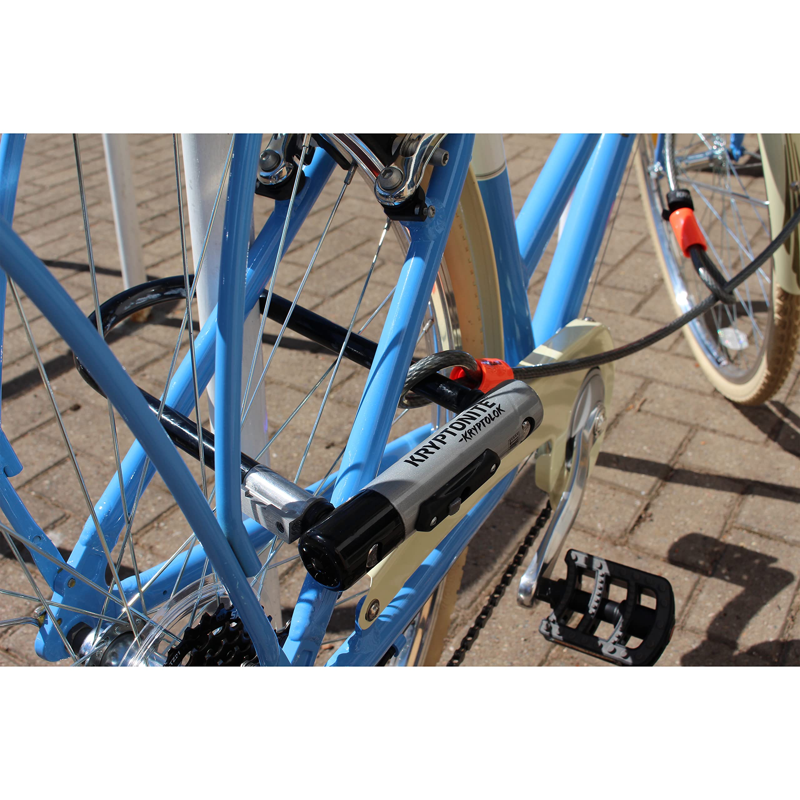 Kryptonite Kryptolok Standard Bike U-Lock with Cable, Heavy Duty Anti-Theft Bicycle U Lock, 12.7mm Shackle and 10mm x 4ft Length Security Cable with Mounting Bracket and Keys | bike-locks