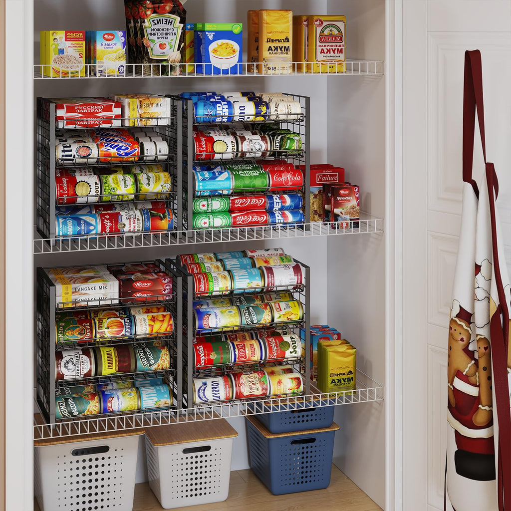 JKsmart 3-Tier Stackable Can Rack Organizer for Pantry, Adjustable Can Storage Holder for Various Ounces of Canned food Soda Drinks, Can Dispenser for Kitchen Cupboard Cabinet, 2 Pack