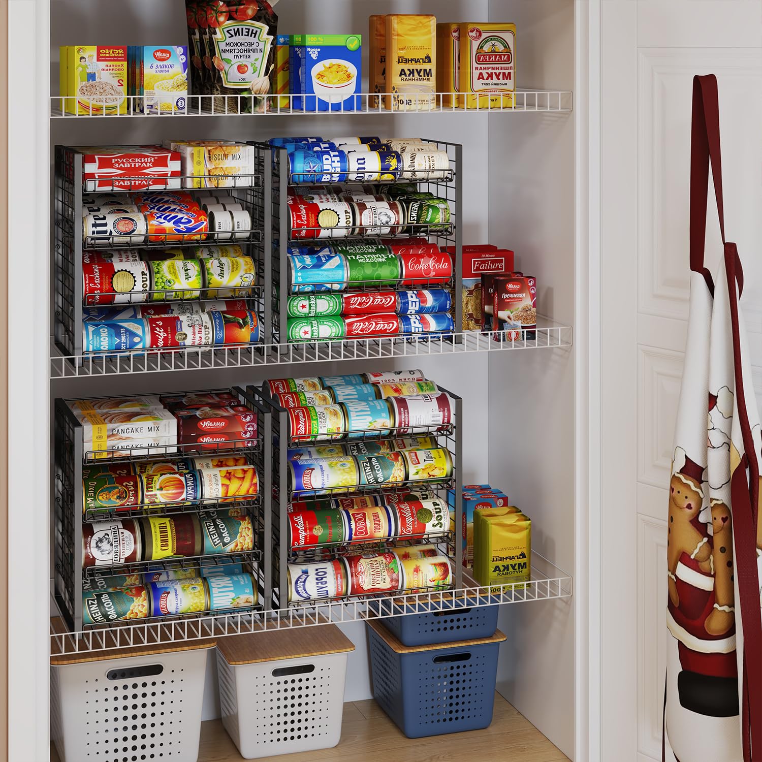JKsmart 3-Tier Stackable Can Rack Organizer for Pantry, Adjustable Can Storage Holder for Various Ounces of Canned food Soda Drinks, Can Dispenser for Kitchen Cupboard Cabinet, 2 Pack