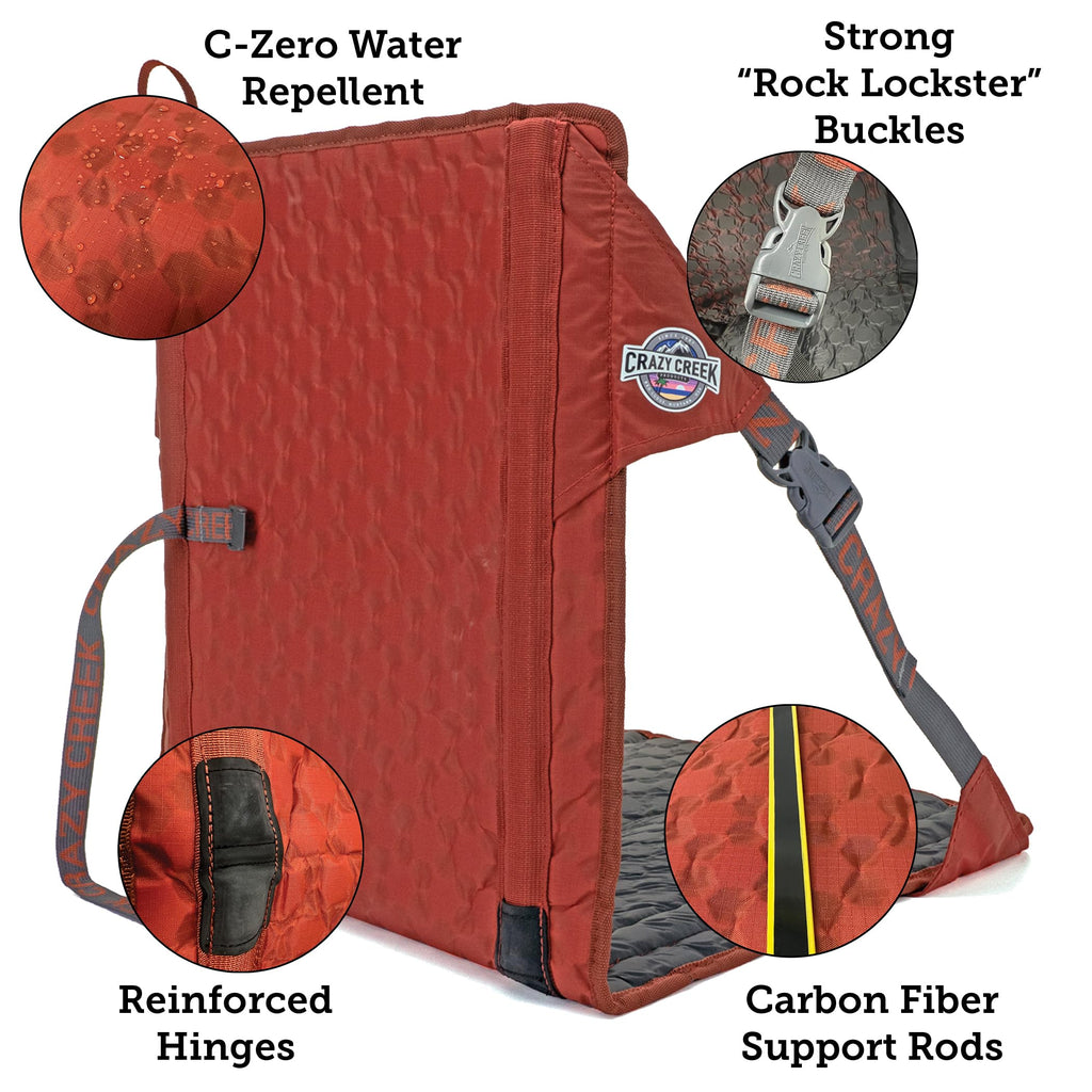 Crazy Creek HEX 2.0 PowerLounger for Day Hiking & Backpacking Trips, 250 LBS Weight Capacity, Adjustable Straps, Compact Design, Water-Resistant, Aleutian Blue/Slate