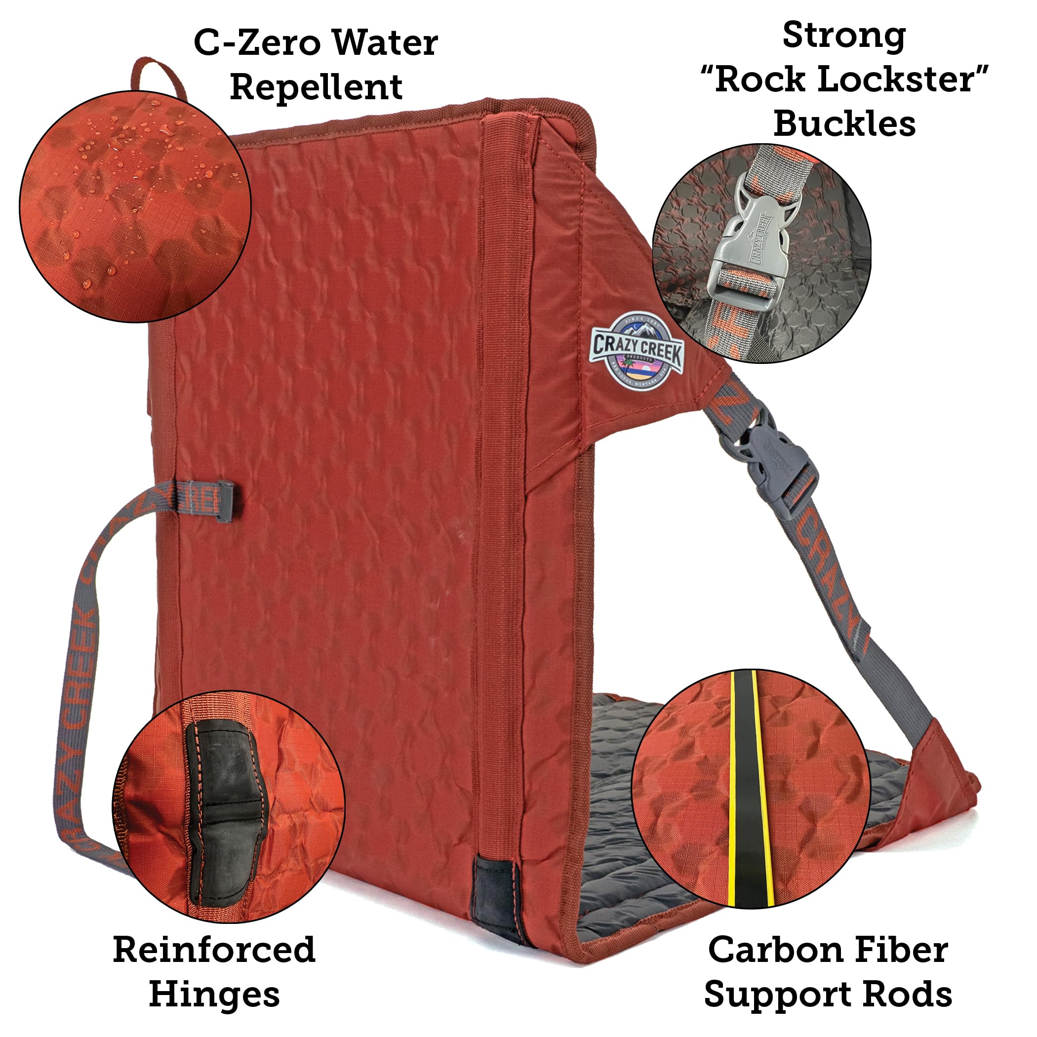 Crazy Creek HEX 2.0 PowerLounger for Day Hiking & Backpacking Trips, 250 LBS Weight Capacity, Adjustable Straps, Compact Design, Water-Resistant, Aleutian Blue/Slate