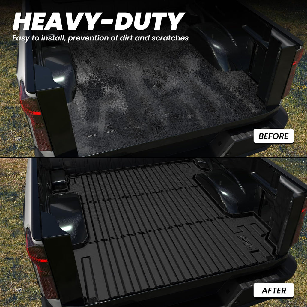 LASFIT Truck Bed Mat for 2009-2016 Ford F250 F350 F450 6.75ft Super Duty 81.9'' Bed Liner(Not fit with Drop-in Bed Liner), TPE 100% All Weather Car Bed Mat for F-250 F-350 F-450,1PCS Black