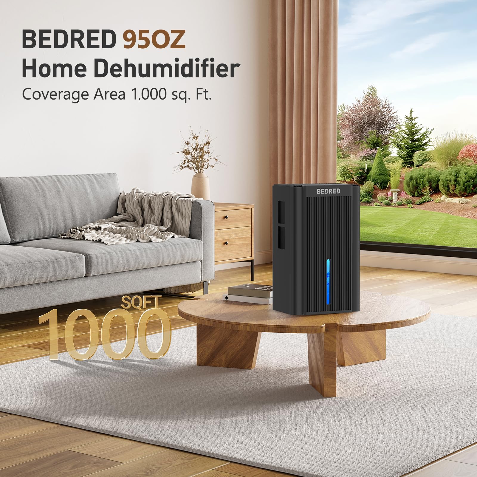 Dehumidifier, 95OZ Dehumidifier for Home 1000 Sq.Ft - Quiet with Auto Shut Off & Relaxing 7 Color Ambient Light,Ideal for Livingroom, Bedroom, Basement(White)