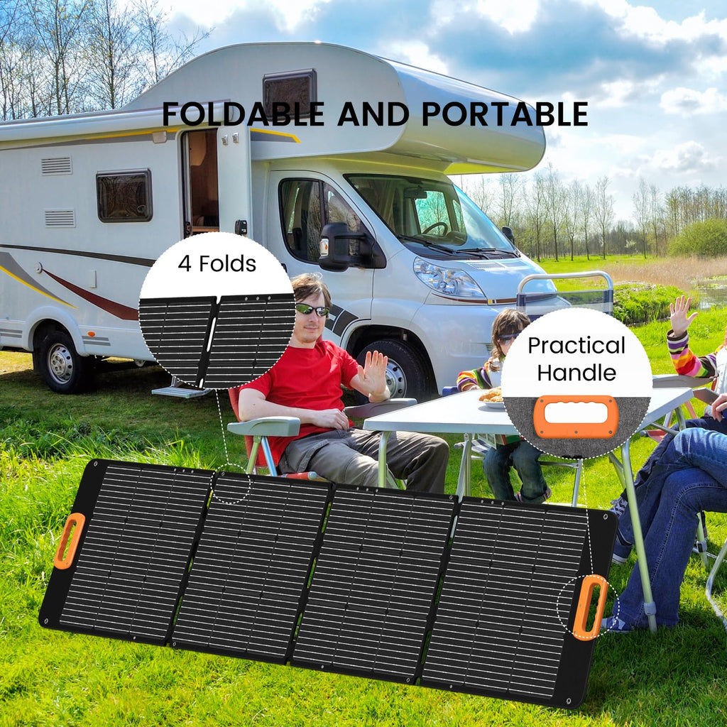 Portable Solar Panel 80 Watt for Power Station, IP67 Waterproof Foldable Solar Cell Solar Charger w/ XT60 Anderson DC 8mm 7909 5521 Connector for Camping, RV, Off Grid Living
