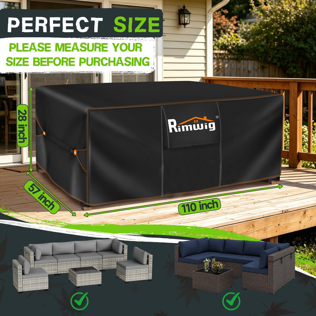 Extra large Patio Furniture Set Covers Waterproof, outdoor furniture covers clearance, Sectional Sofa Couch Set Covers, Outside Table Chair Set Cover Rectangular Heavy Duty 110" L x 57" W x 28" H