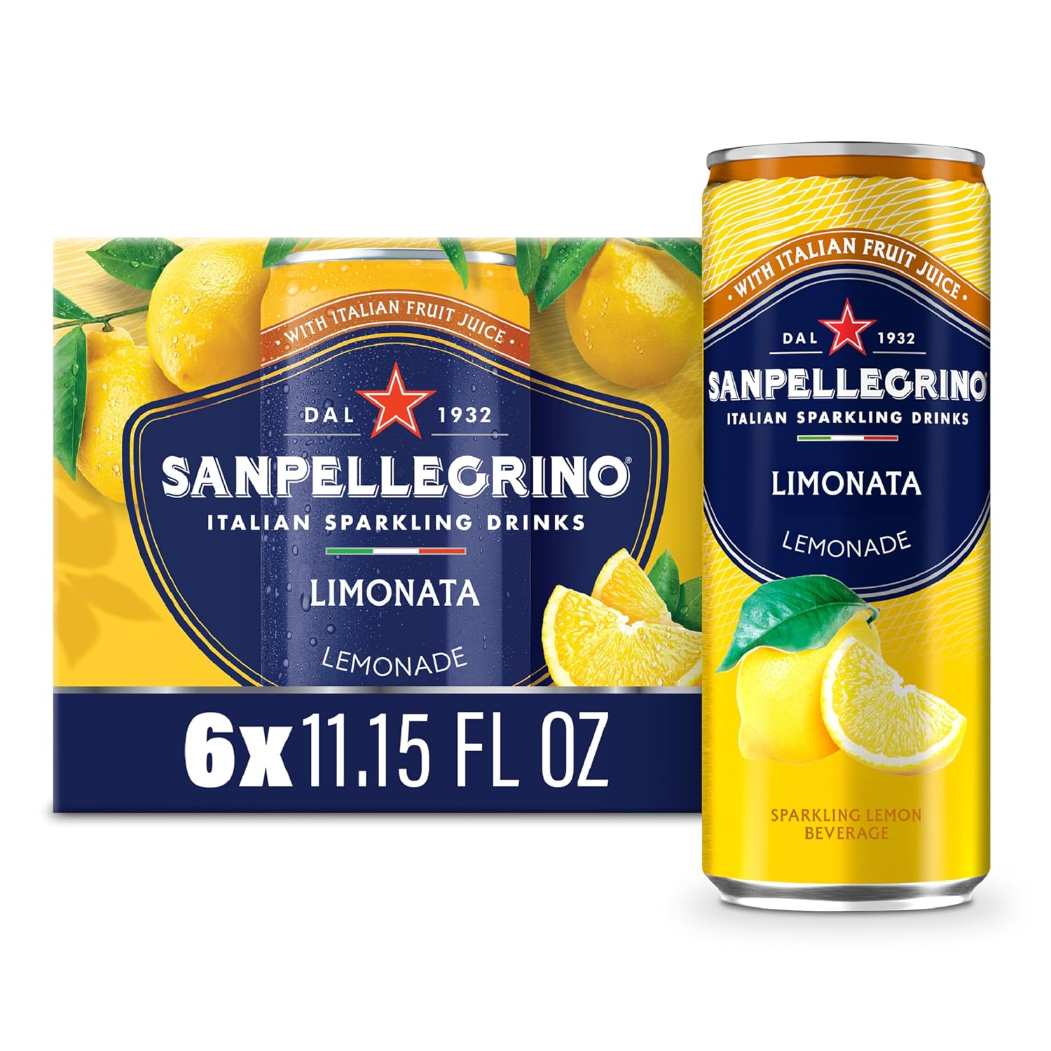 Sanpellegrino Italian Sparkling Drink Limonata, Sparkling Lemon Beverage, 6 Pack Of Cans 11.15 fl oz