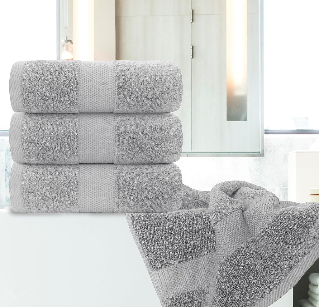 White Classic Luxury Bath Towels Set of 4 Large - 700 GSM Turkish Cotton Ultra Soft Bath Towels 27x54 | Highly Absorbent and Quick Dry | Hotel Towels for Bathroom Luxury, Plush Shower Towels, White