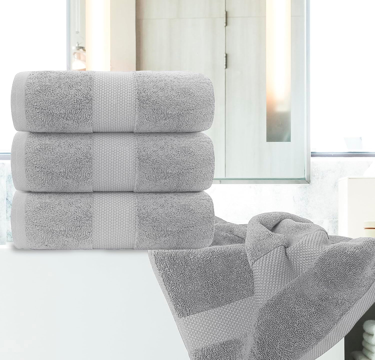 White Classic Luxury Bath Towels Set of 4 Large - 700 GSM Turkish Cotton Ultra Soft Bath Towels 27x54 | Highly Absorbent and Quick Dry | Hotel Towels for Bathroom Luxury, Plush Shower Towels, White