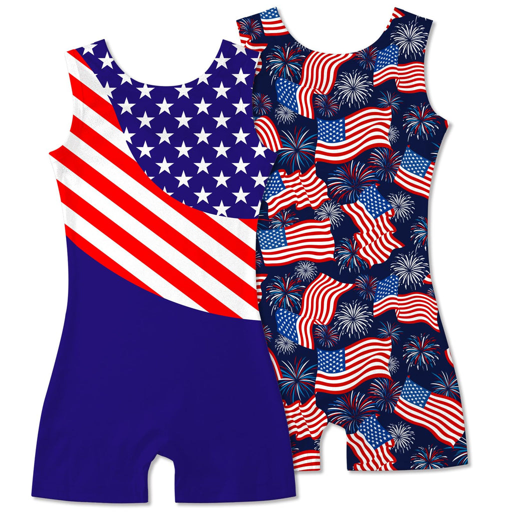 2 Packs Gymnastics Leotards for Girls Mermaid Leopard Dance Leotard Kids Biketard with Shorts