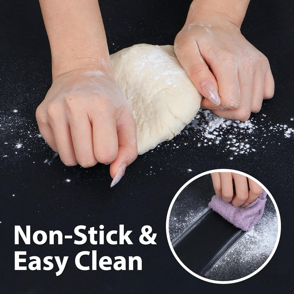 Thick Silicone Counter Mat Large 23.4"by15.6", Heat Resistant Mat for Kitchen Table/Countertop Protector/Non Stick Pastry Baking Placemats, Silicone Pad for Crafts Kids, Super Kitchen Black