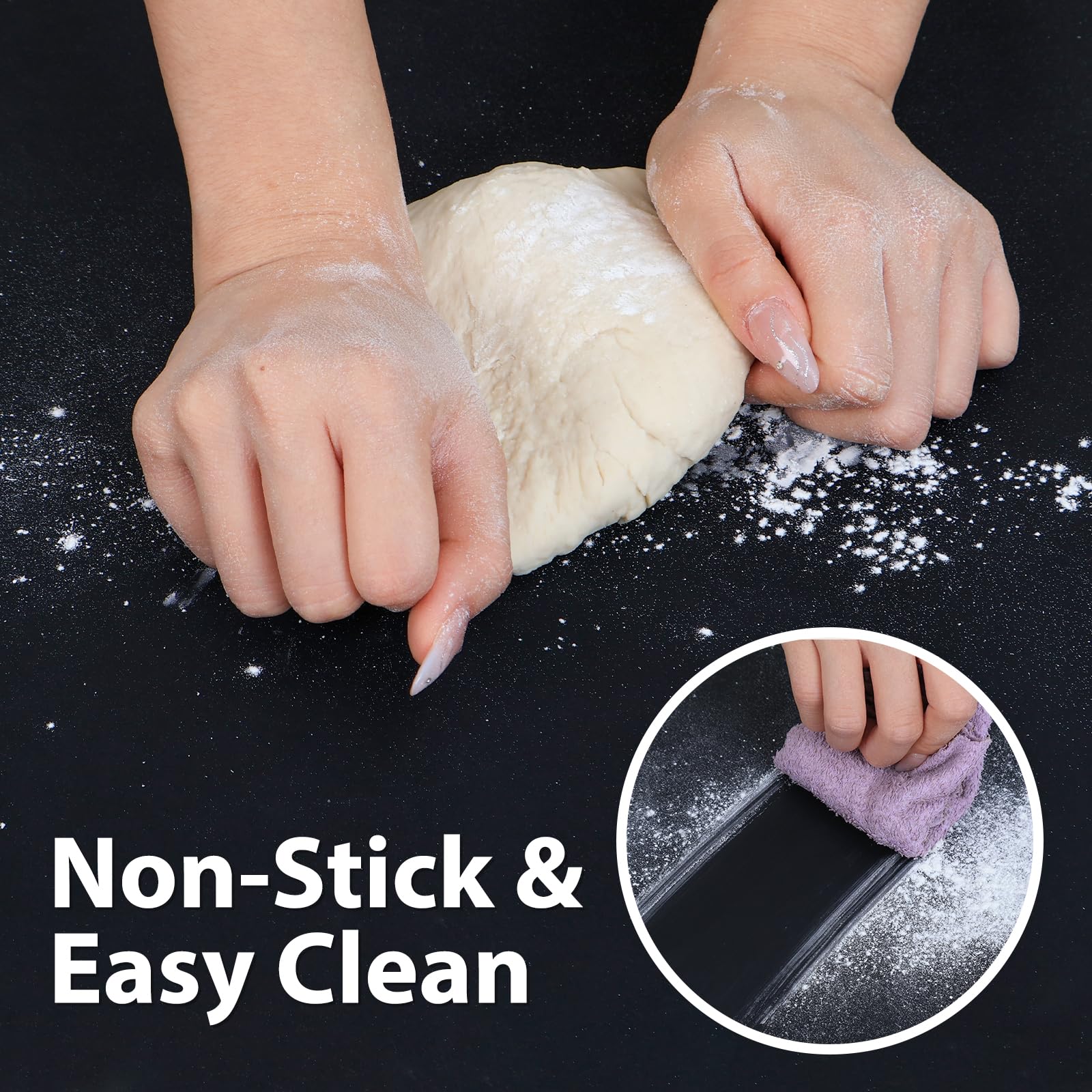 Thick Silicone Counter Mat Large 23.4"by15.6", Heat Resistant Mat for Kitchen Table/Countertop Protector/Non Stick Pastry Baking Placemats, Silicone Pad for Crafts Kids, Super Kitchen Black