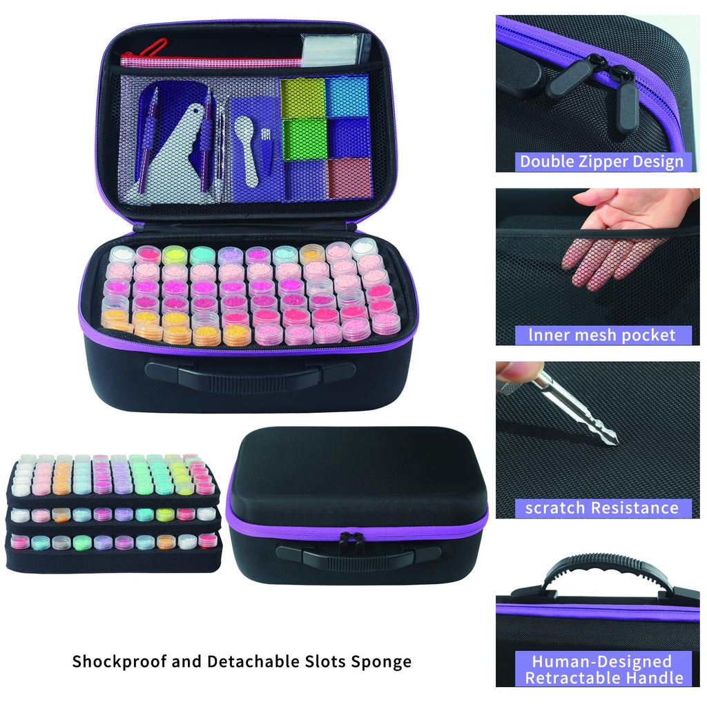Douorgan Diamond Painting Storage Containers Portable Bead Organizer Shockproof Bead Art Storage Case Jewelry Beads Storage Box (30 Small Boxes)