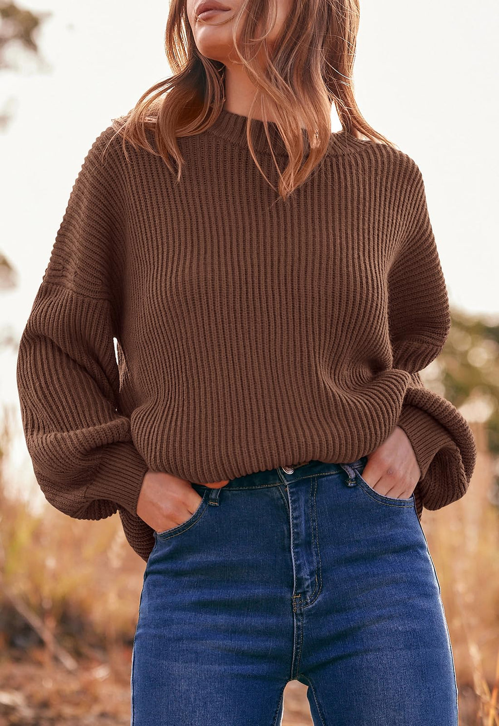 PRETTYGARDEN Womens Sweaters Spring 2026 Oversized Chunky Knitted Pullover Sweater Casual Long Sleeve Crewneck Cute Sweaters