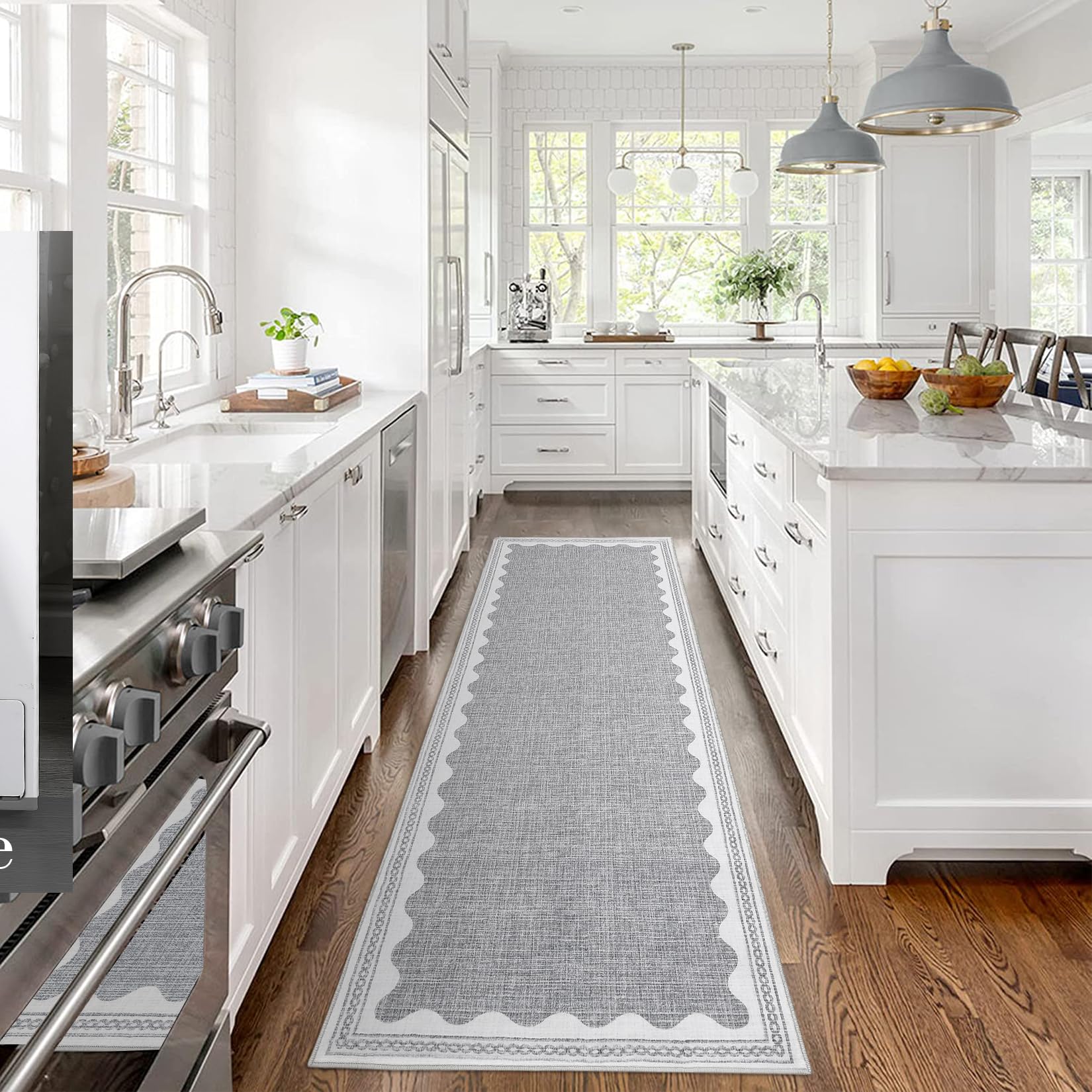Scalloped Rug 2x3 Rugs for Entryway, Solid Blue Rugs Small Area Rug Non Slip Scalloped Bath Mat, Washable Front Door Mat Indoor Entrance,Soft Girls Nursery Dorm Carpet for Bedroom Kitchen