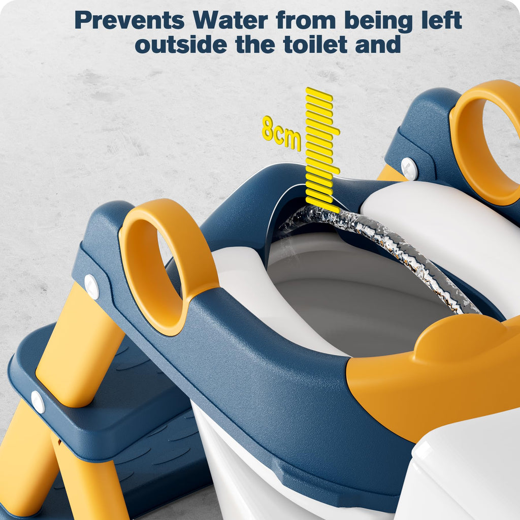 Potty Training Seat, Upgrade Toddler Toilet Seat for Kids Boys Girls, 2 in 1 Potty Training Toilet, Splash Guard Anti-Slip Pad Step Stool(Blue)