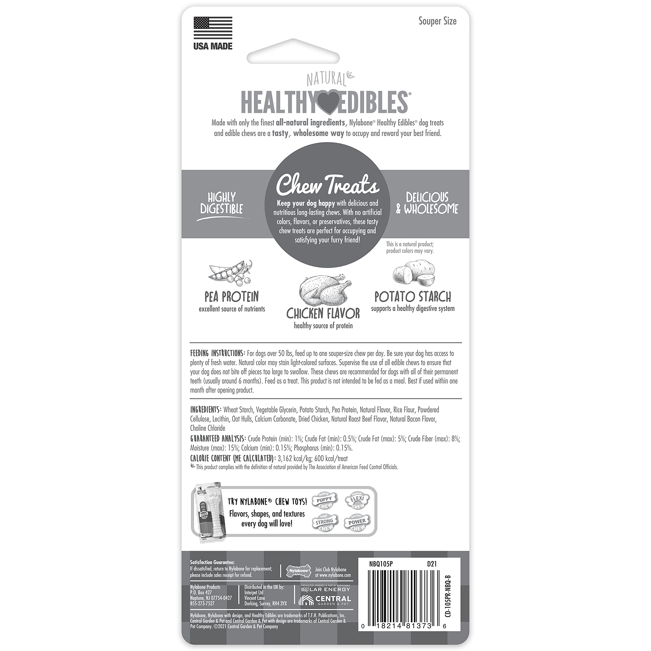 Nylabone Healthy Edibles Natural Dog Chews Long Lasting Bacon Flavor Treats for Dogs, X-Large/Souper (1 Count)
